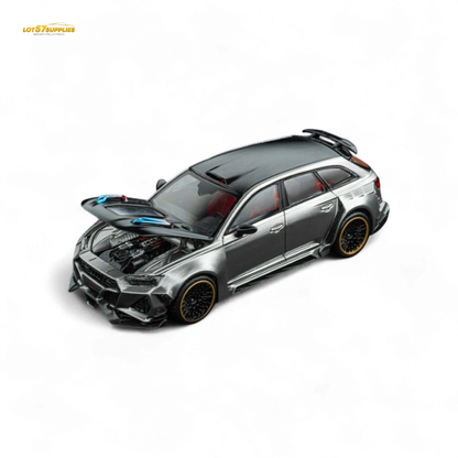 DCM Modified Audi RS6 Wagon Silver/Gray With Ferrari Engine & Openable Hood 1:64