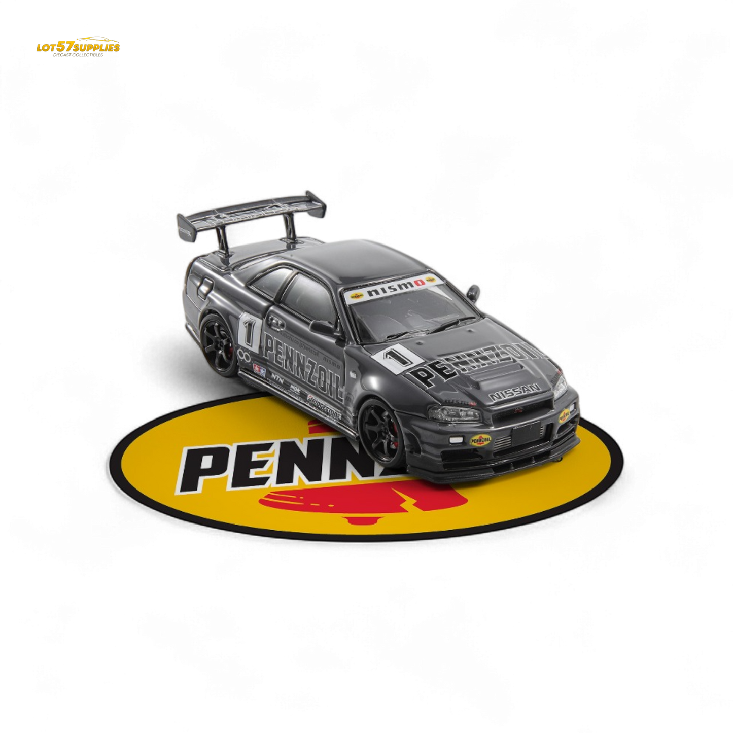 Fast Speed FS 1:64 Skyline GT-R R34 Nismo Z-Tune Pennzoil #1 – Grey (Foshan AIT Exhibition Edition)