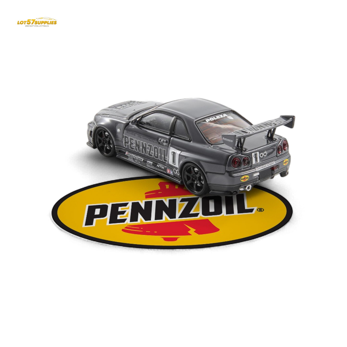 Fast Speed FS 1:64 Skyline GT-R R34 Nismo Z-Tune Pennzoil #1 – Grey (Foshan AIT Exhibition Edition)