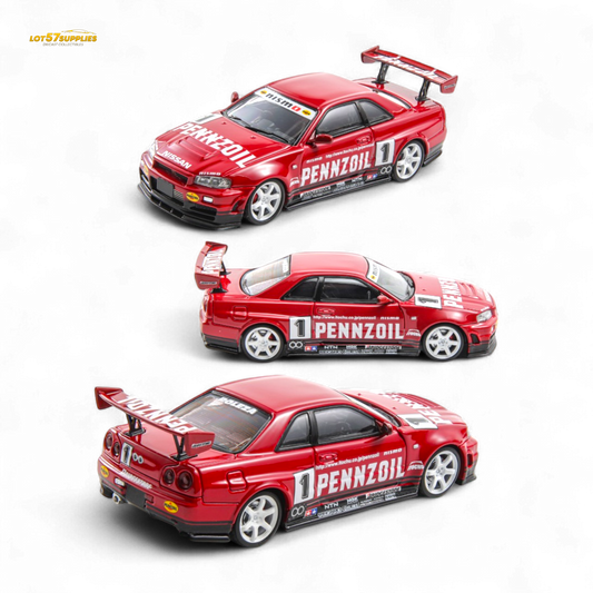 Fast Speed FS 1:64 Skyline GT-R R34 Nismo Z-Tune Pennzoil #1 – Red (Foshan AIT Exhibition Edition)