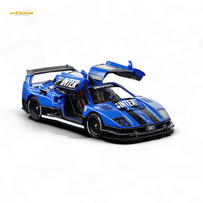 Demon King Auto F40 LB-Works Wide-Body Gull Wing Gate Modified - Inter Milan Livery 1:64