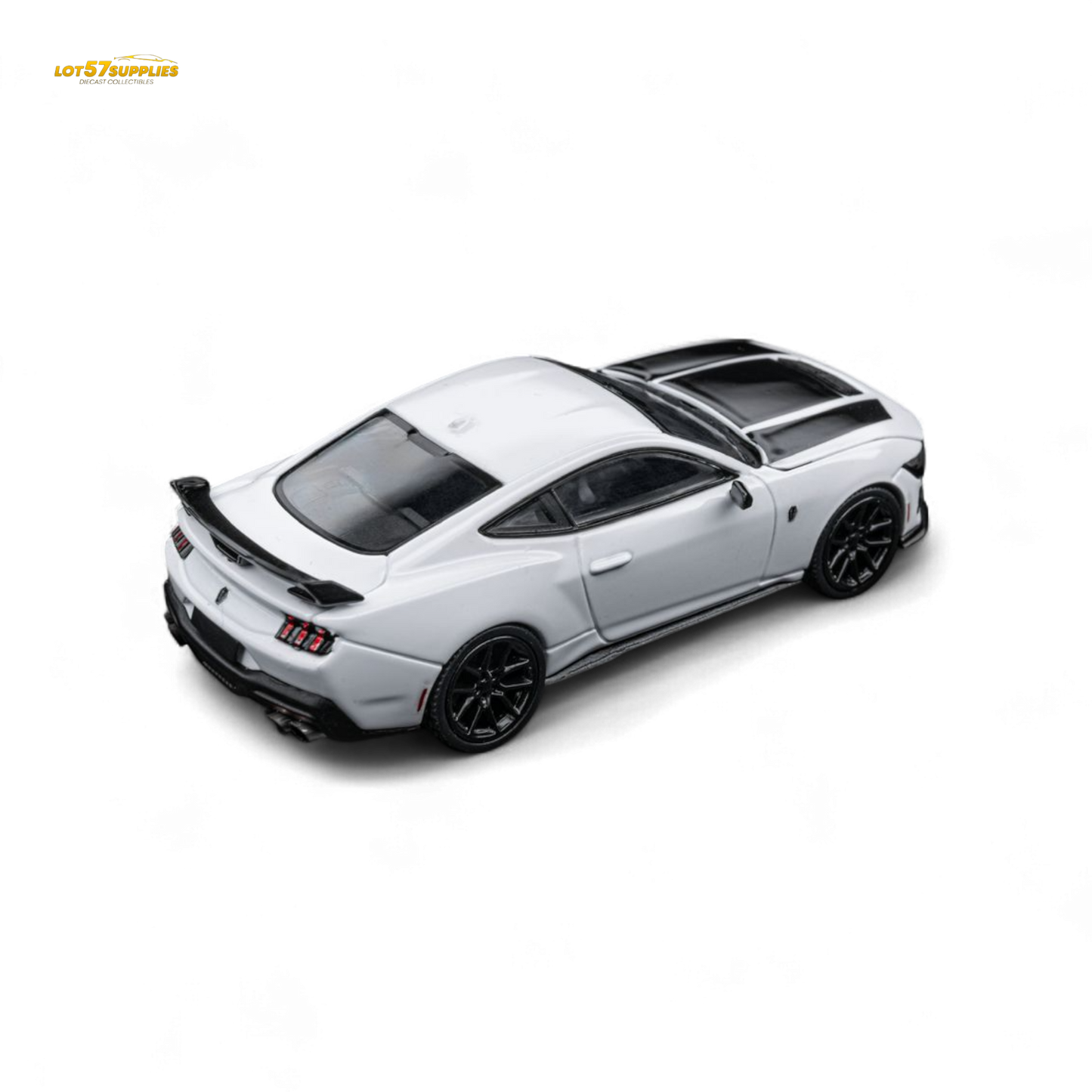 (Pre-Order) DCM Mustang Dark Horse - Crystal White - Black Wheels 1:64