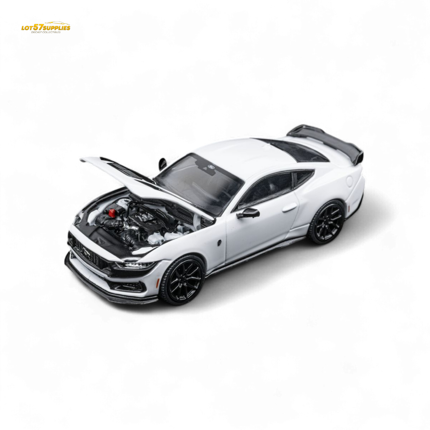 (Pre-Order) DCM Mustang Dark Horse - Crystal White - Black Wheels 1:64