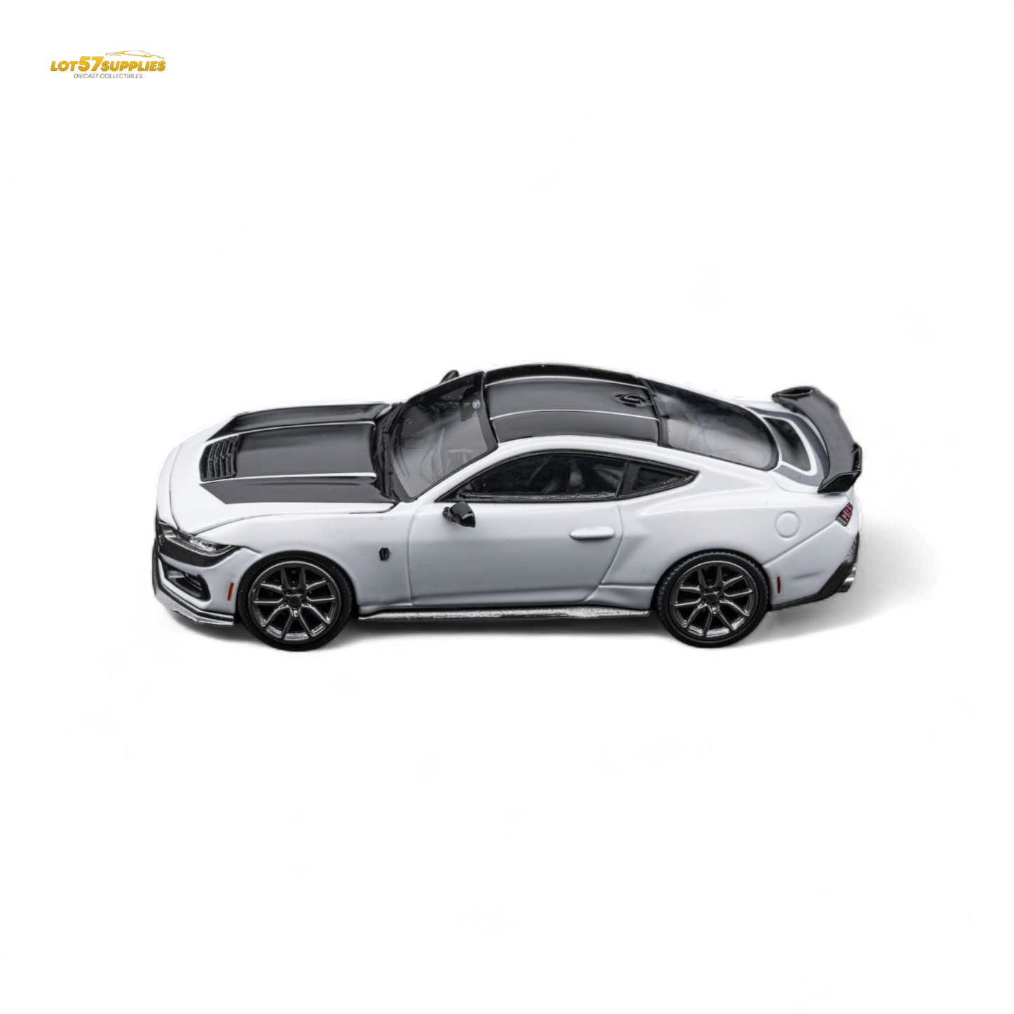 (Pre-Order) DCM Mustang Dark Horse - Crystal White - Titanium Wheels 1:64