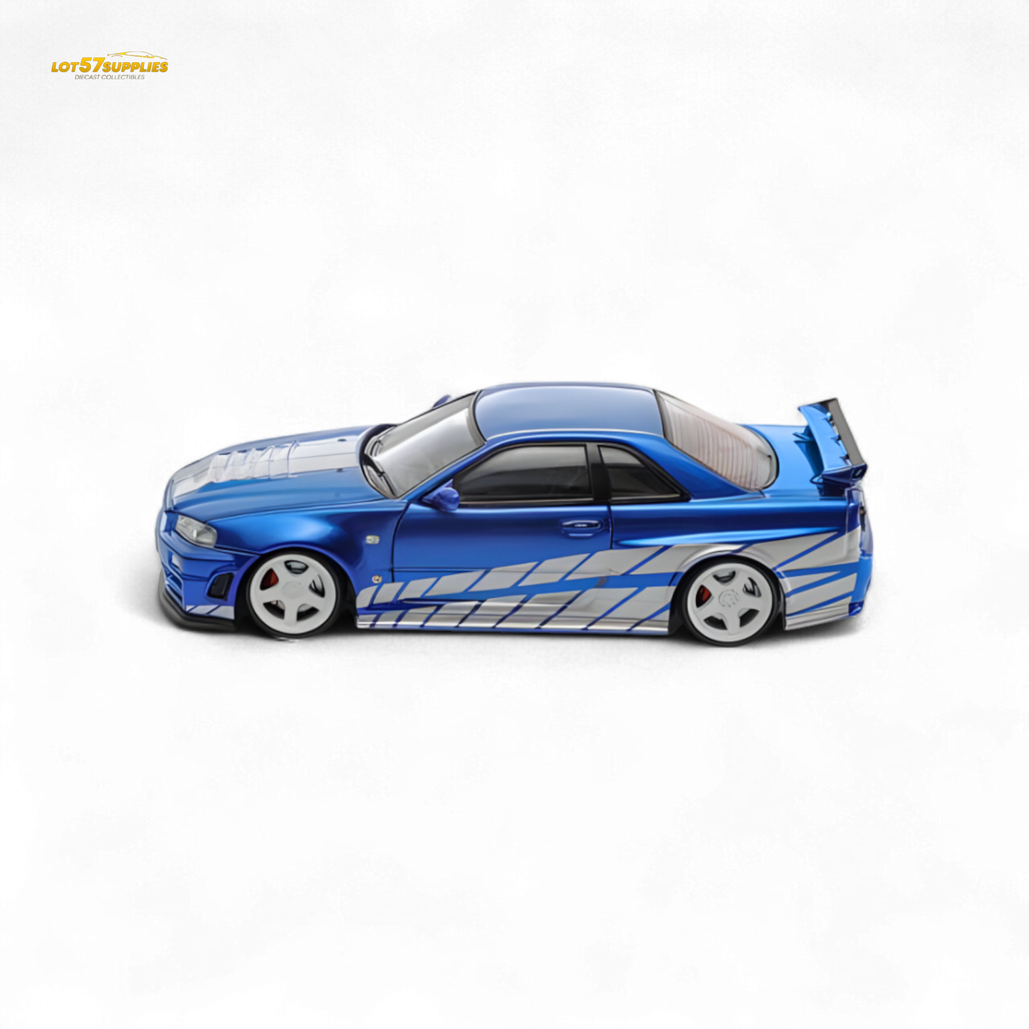 Fast Speed Skyline GT-R R34 Nismo Z-Tune - Blue with Silver Stripes 1:64