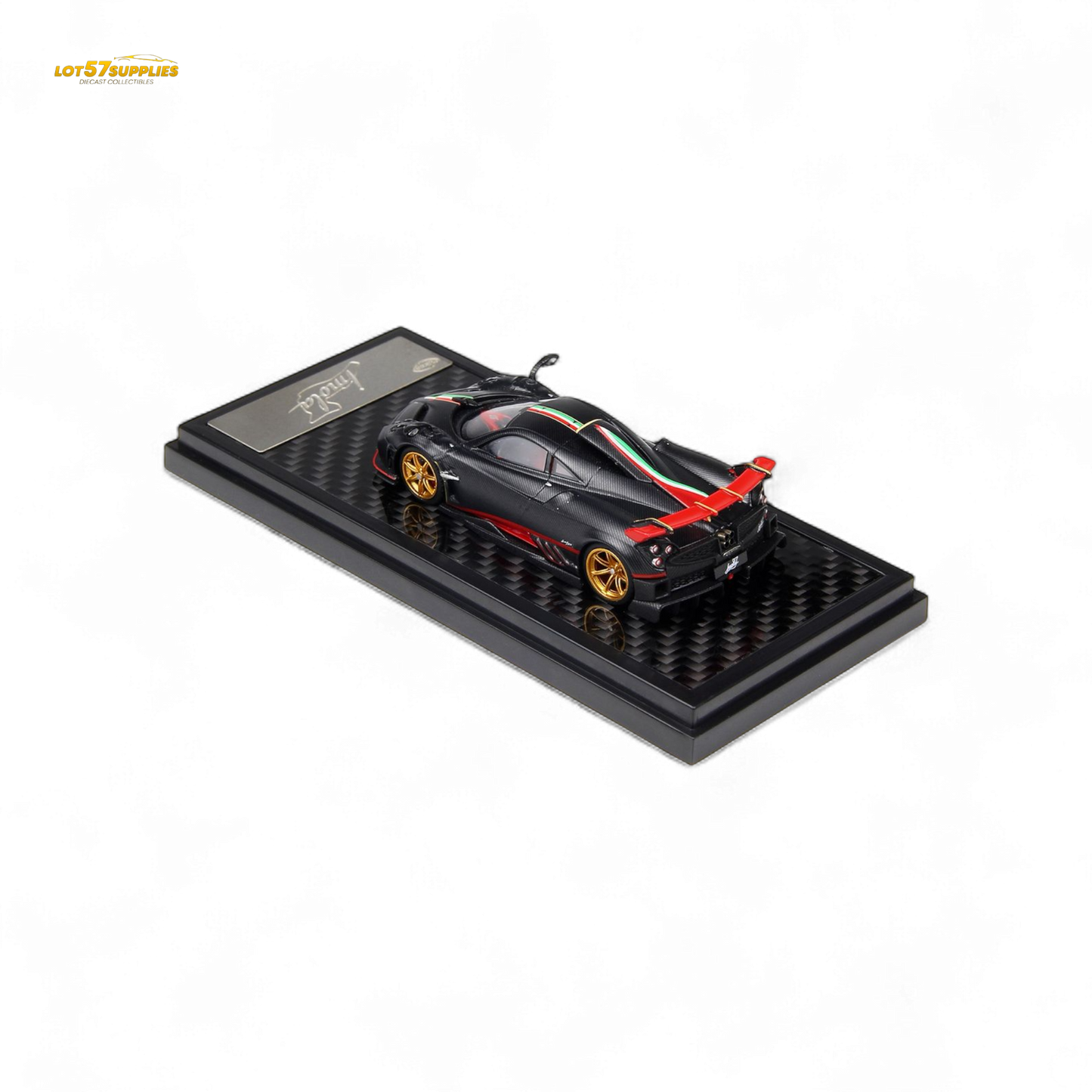 (Pre-Order) LCD Pagani Imola - Matte Black Carbon with Italian Flag 1:64
