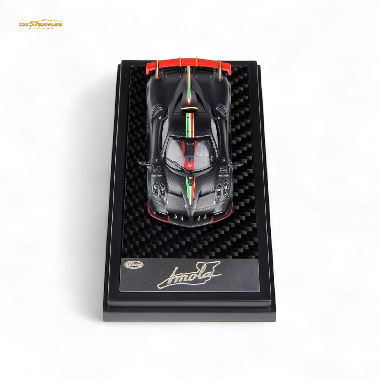(Pre-Order) LCD Pagani Imola - Matte Black Carbon with Italian Flag 1:64