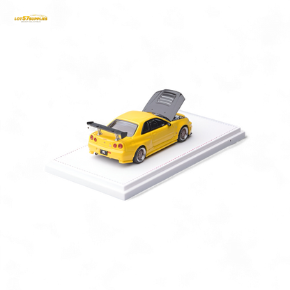 Focal Horizon Nissan Skyline GT-R R34 Z-Tune Carbon-Hood Version Yellow 1:64