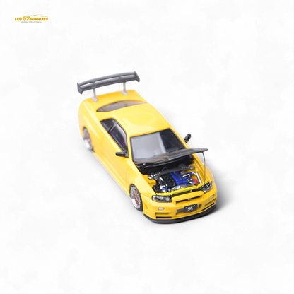 Focal Horizon Nissan Skyline GT-R R34 Z-Tune Carbon-Hood Version Yellow 1:64
