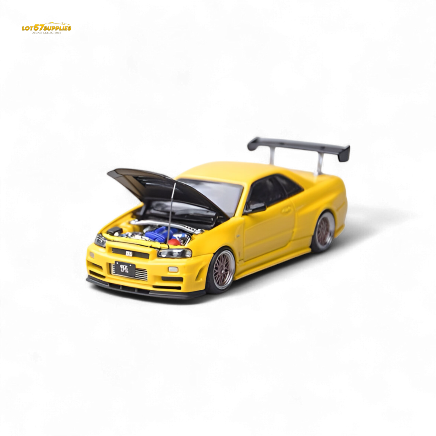 Focal Horizon Nissan Skyline GT-R R34 Z-Tune Carbon-Hood Version Yellow 1:64