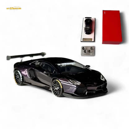 King Model Lamborghini Aventador LP700-4 Purple Carbon Fiber 1:64