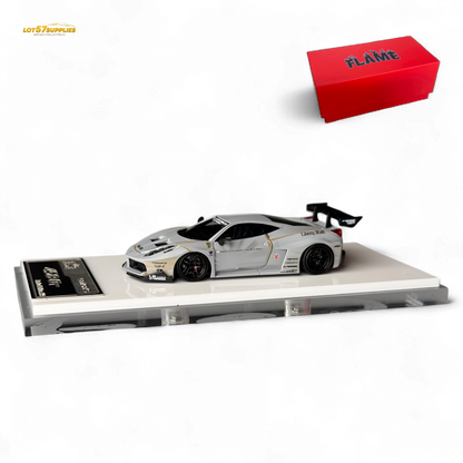 Flame Supercar LB458GT LB Wide-Body - Matte Grey 1:64 Resin