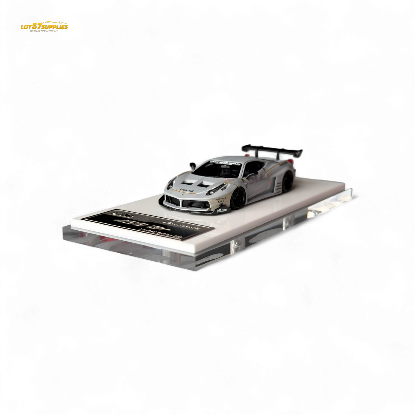 Flame Supercar LB458GT LB Wide-Body - Matte Grey 1:64 Resin