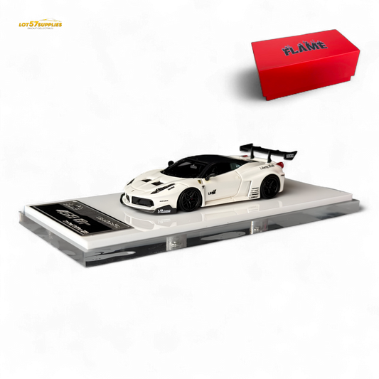 Flame Supercar LB458GT LB Wide-Body - White 1:64 Resin