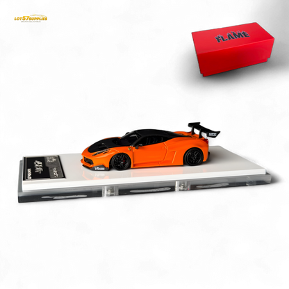 Flame Supercar LB458GT LB Wide-Body - Pearl Orange 1:64 Resin