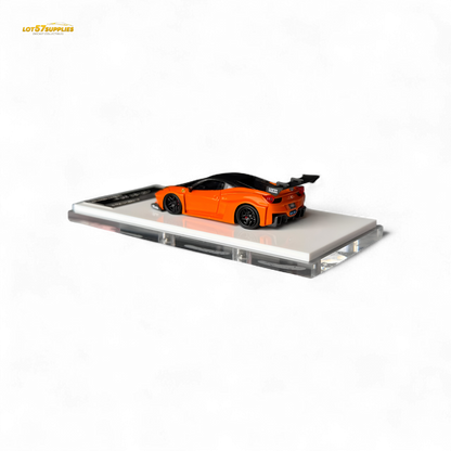 Flame Ferrari 458 LB Wide-Body Pearl Orange 1:64