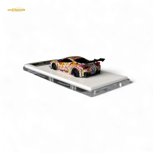 Flame Ferrari 458 GT LB Wide-Body - Takashi Murakami Flower Livery - Glows in dark 1:64 Resin