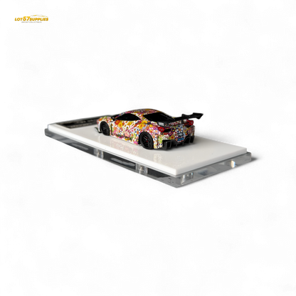 Flame Ferrari 458 GT LB Wide-Body - Takashi Murakami Flower Livery - Glows in dark 1:64 Resin