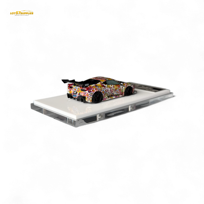 Flame Ferrari 458 GT LB Wide-Body - Takashi Murakami Flower Livery - Glows in dark 1:64 Resin