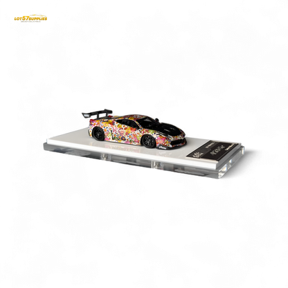 Flame Ferrari 458 GT LB Wide-Body - Takashi Murakami Flower Livery - Glows in dark 1:64 Resin