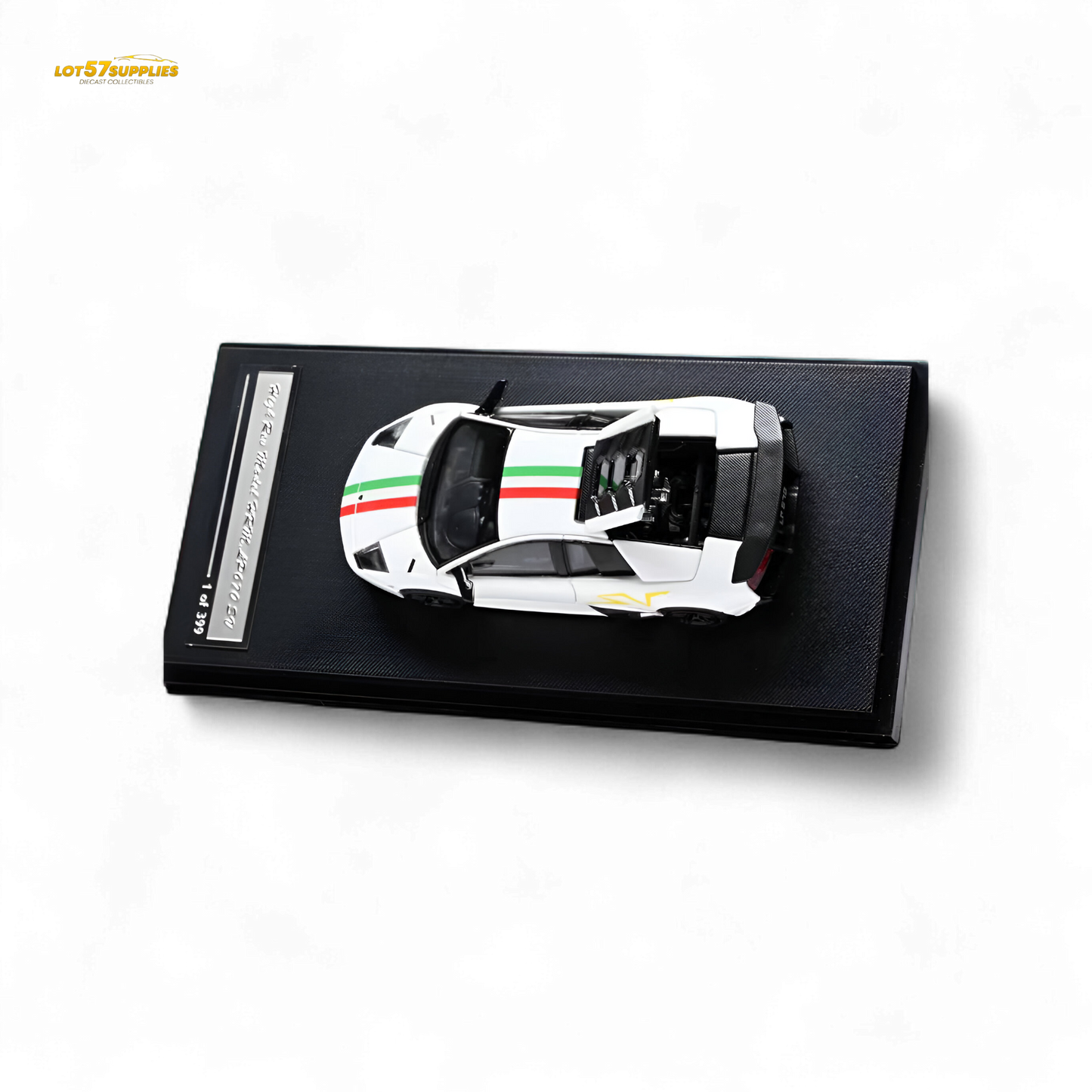 High Rev Model Lamborghini Murcielago LP670-4 SV - White Italian Stripes 1:64