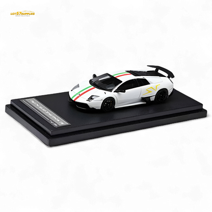 High Rev Model Lamborghini Murcielago LP670-4 SV - White Italian Stripes 1:64