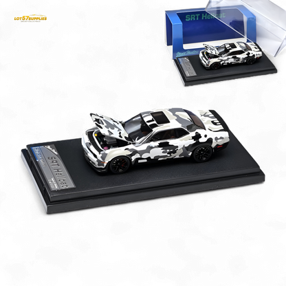 (Pre-Order) Stance Hunters Dodge Challenger SRT Hellcat M90 Arctic Camo White Blue - White Blue 1:64
