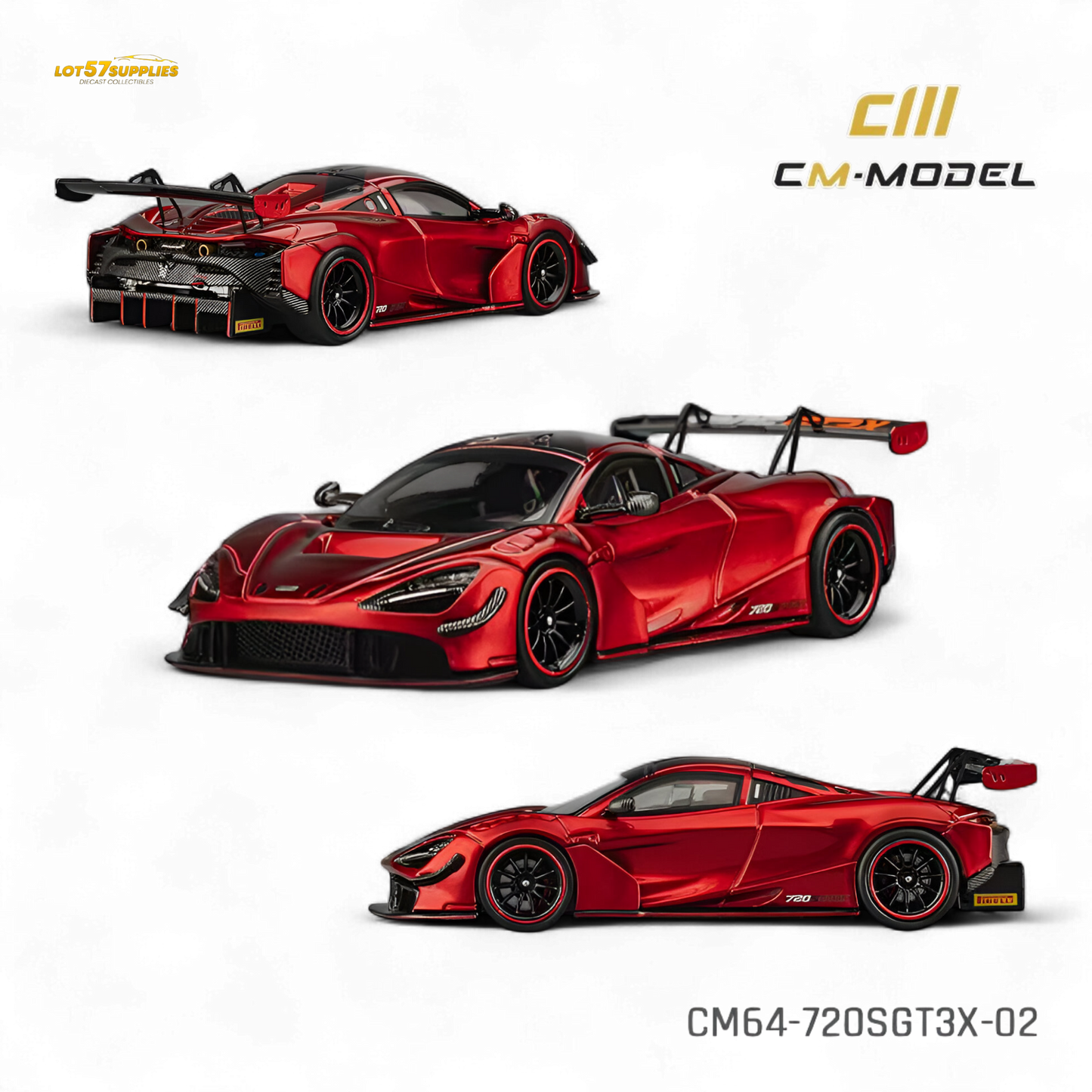 (Pre-Order) CM Model McLaren 720S GT3X - Metallic Red 1:64