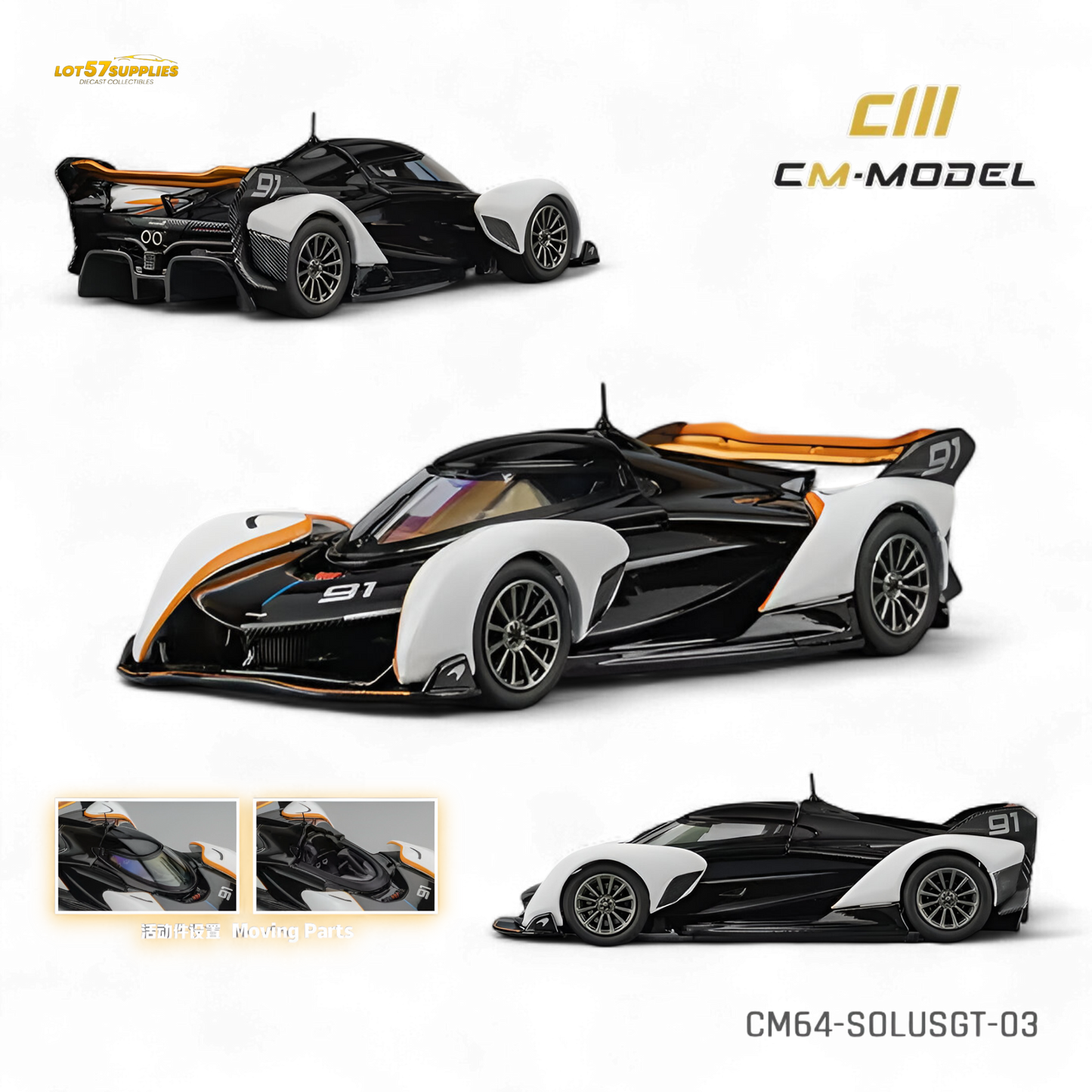 CM Model McLaren Solus GT Black White 1:64