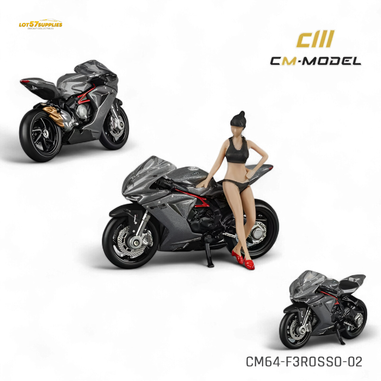 (Pre-Order) CM Model MV Agusta F3 Rosso - Metallic Gray 1:64