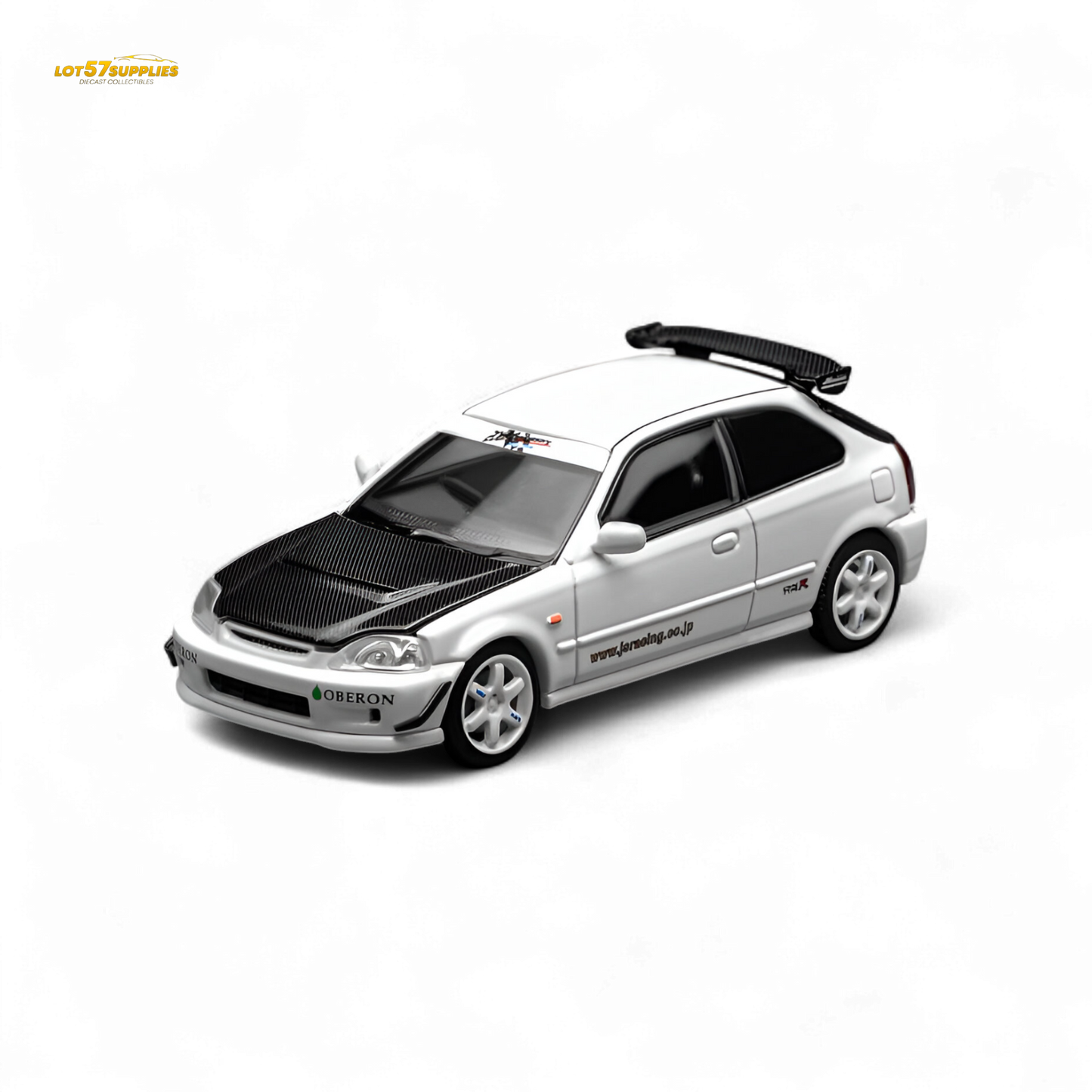 (Pre-Order) Motorhelix Honda Civic Type R (EK9) - J's Racing Livery White 1:64
