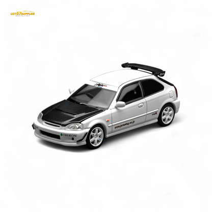 (Pre-Order) Motorhelix Honda Civic Type R (EK9) - J's Racing Livery White 1:64