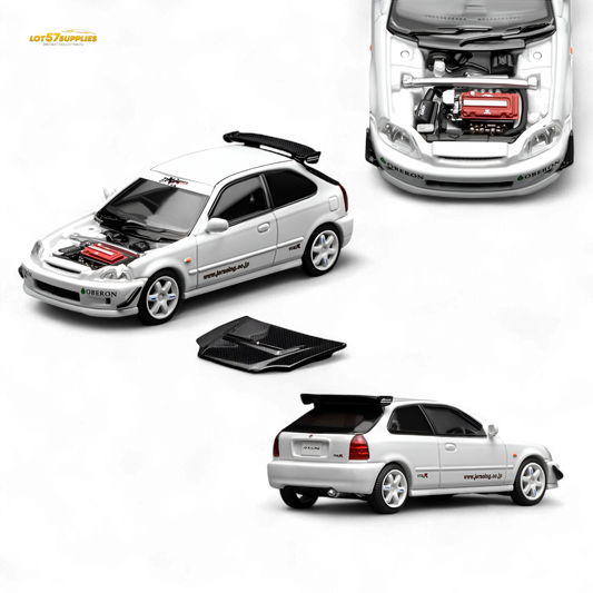 (Pre-Order) Motorhelix Honda Civic Type R (EK9) - J's Racing Livery White 1:64