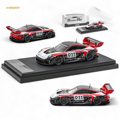 (Pre-Order) HKM 911 GT3 R Rennsport - Red-White #911 1:64