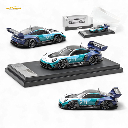 (Pre-Order) HKM 911 GT3 R Rennsport - Blue-White #911 1:64