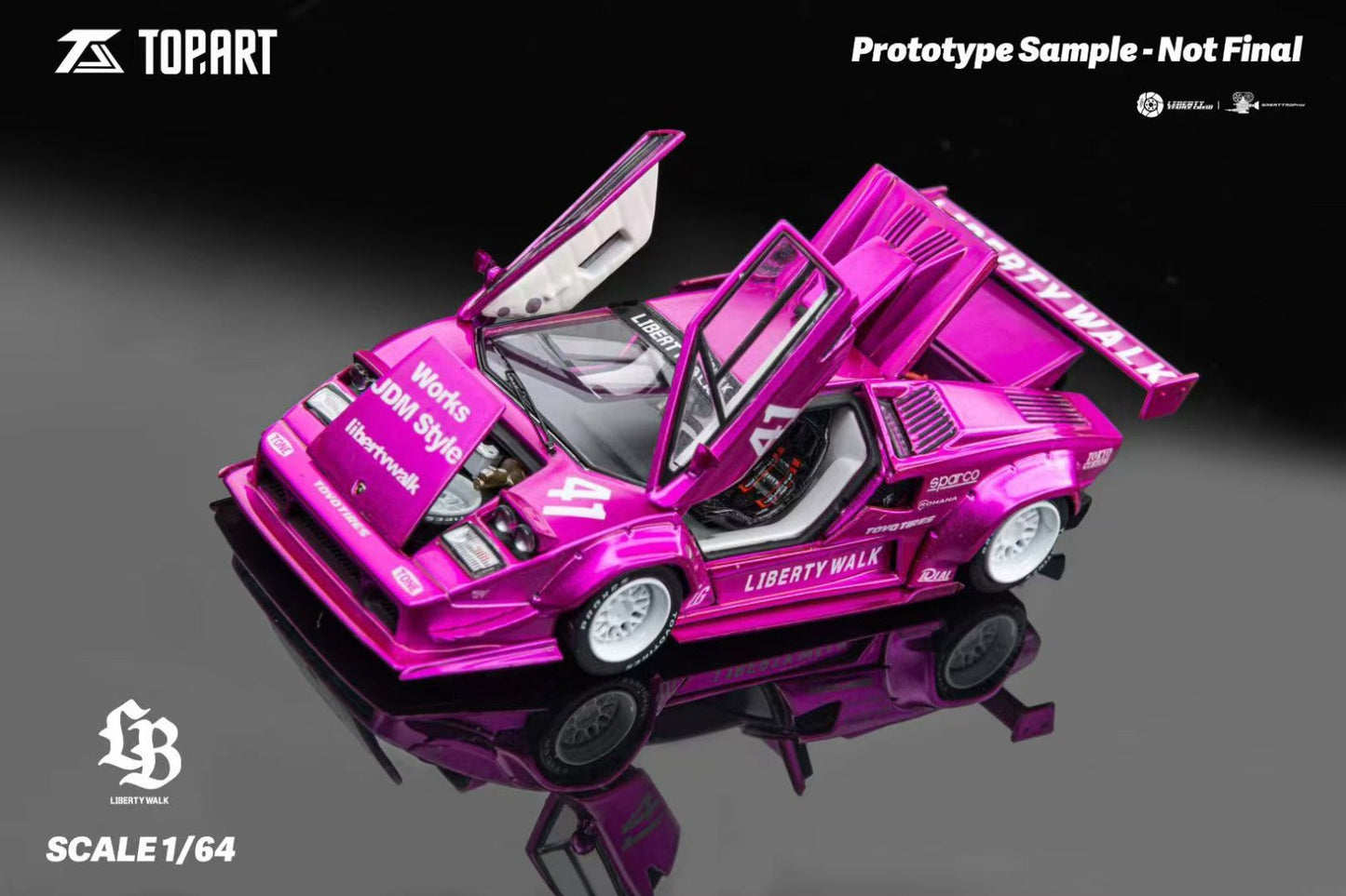 Topart LBWK Countach - Flash Pink White 1:64