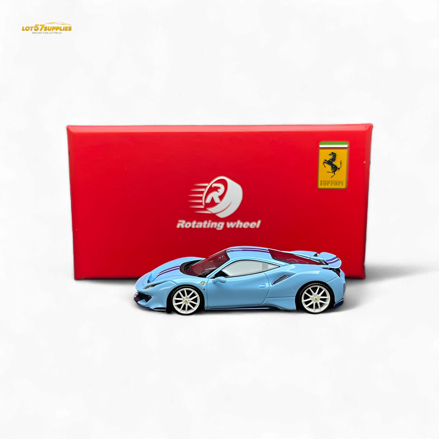 Rotating Wheel 488 Pista - Prata Blue - Foshan Show 2025 1:64