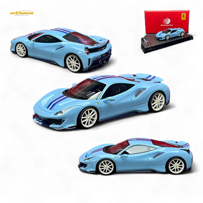 Rotating Wheel Ferrari 488 Pista Prata Blue 1:64