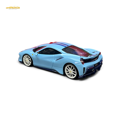 Rotating Wheel Ferrari 488 Pista Prata Blue 1:64