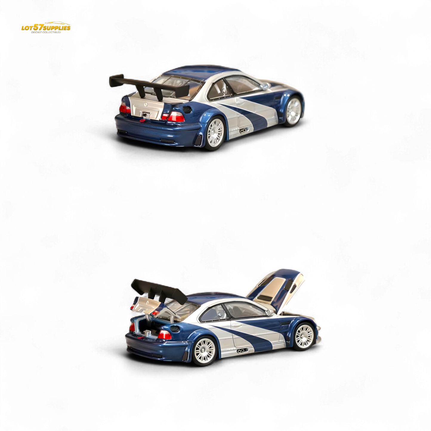 (Pre-Order) Ghost Player BMW E46 M3 GTR - Silver Blue Classic NFS Livery 1:64