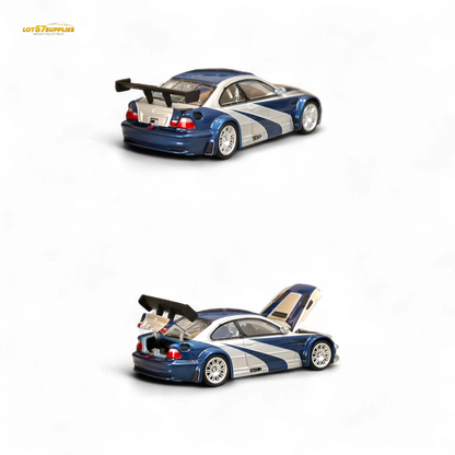 (Pre-Order) Ghost Player BMW E46 M3 GTR Silver Blue 1:64