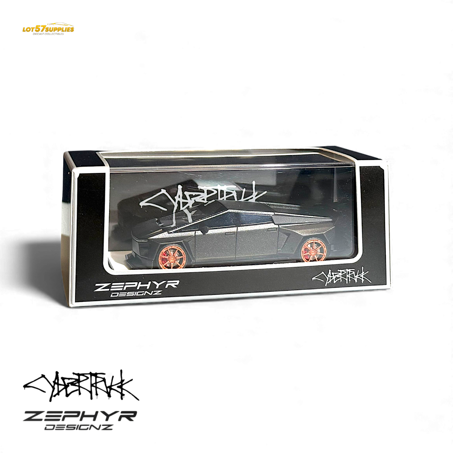 Error404 Tesla Cybertruck Custom Widebody Lowered - Matte Gray 1:64