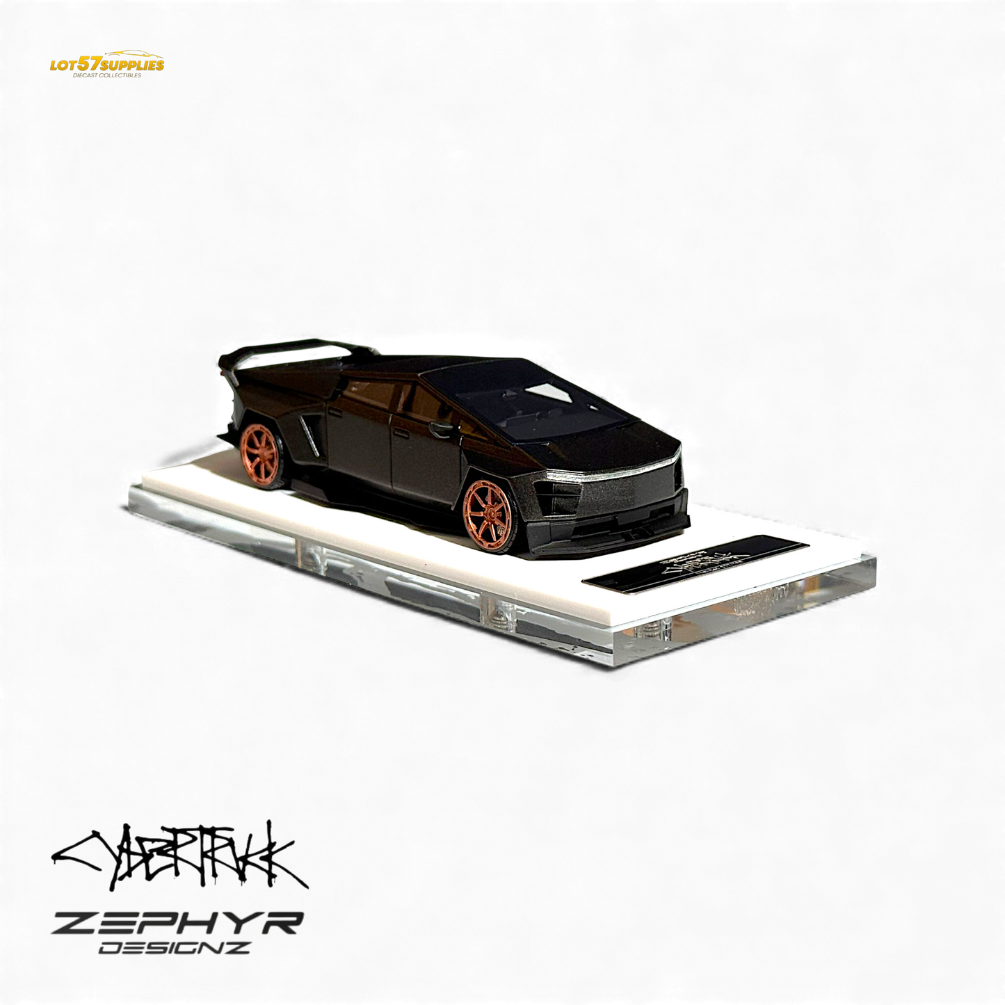 Error404 Tesla Cybertruck Custom Widebody Lowered - Matte Gray 1:64