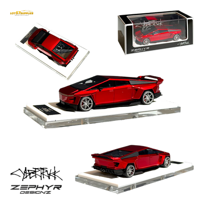 Error404 Tesla Cybertruck Custom Widebody Lowered - Metallic Red 1:64