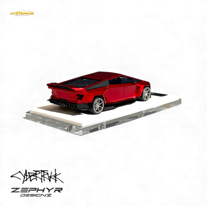 Error404 Tesla Cybertruck Custom Widebody Lowered - Metallic Red 1:64