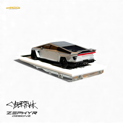 Error404 Tesla Cybertruck Custom Widebody Lowered - Silver 1:64