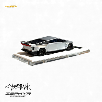 404ERROR Tesla Cybertruck Custom Widebody Lowered - Silver 1:64