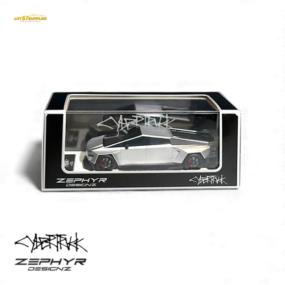 Error404 Tesla Cybertruck Custom Widebody Lowered - Silver 1:64
