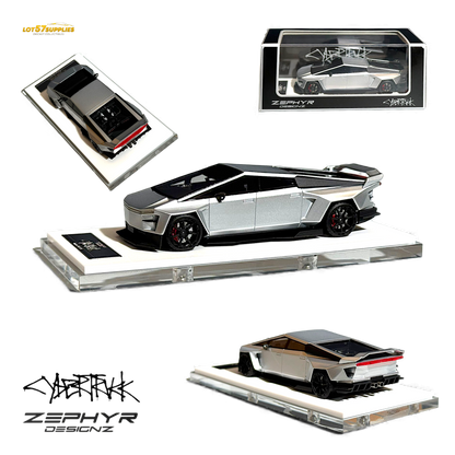 404ERROR Tesla Cybertruck Custom Widebody Lowered - Silver 1:64