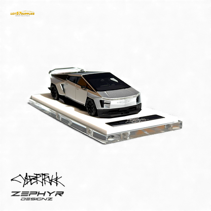 404ERROR Tesla Cybertruck Custom Widebody Lowered - Silver 1:64